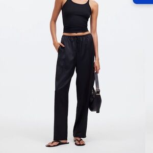 Madewell Pintucked Slim Pull-On Pants in Satin